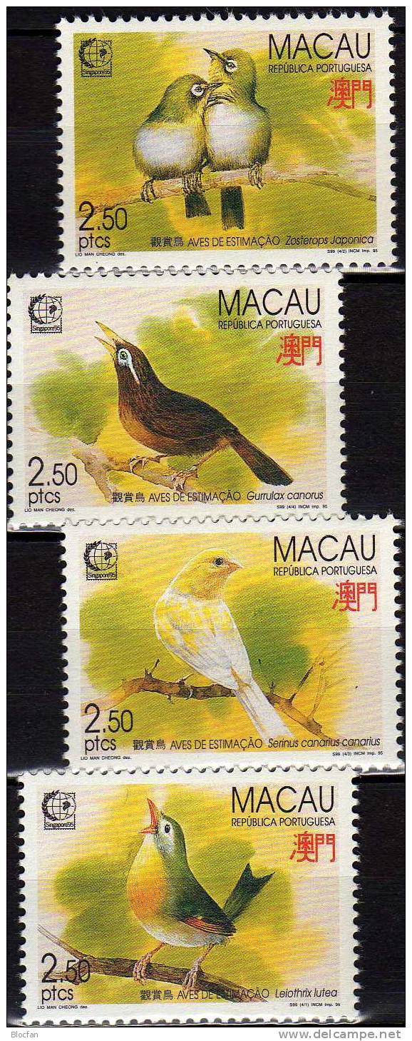 Singapore 1995 Macao 814/7,ZD,Block 30+Kleinbogen ** 70€ Drossel Brillen- Sonnen- Kanarien-Vogel Häherling Bloc Bf Macau - Nature