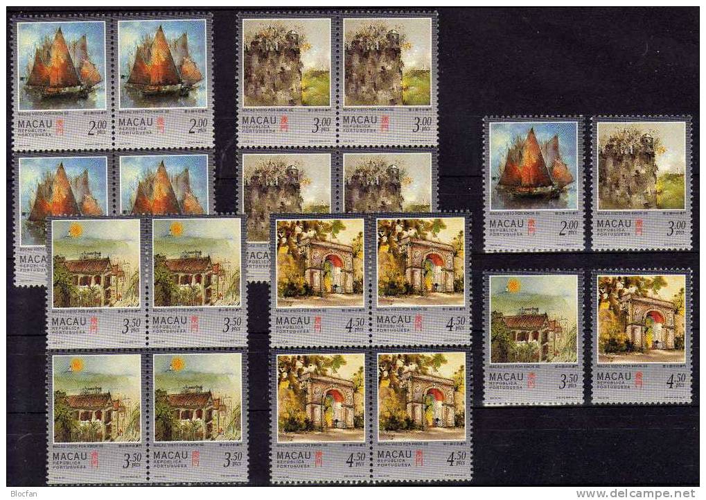 Malerei 1997 Ansichten Von MACAU 899/2,VB+Block 43 ** 55€ Gemälde Kwok Se Segelschiff Festung Portas Cerco Bloc Bf Macao - Lots & Kiloware (mixtures) - Max. 999 Stamps