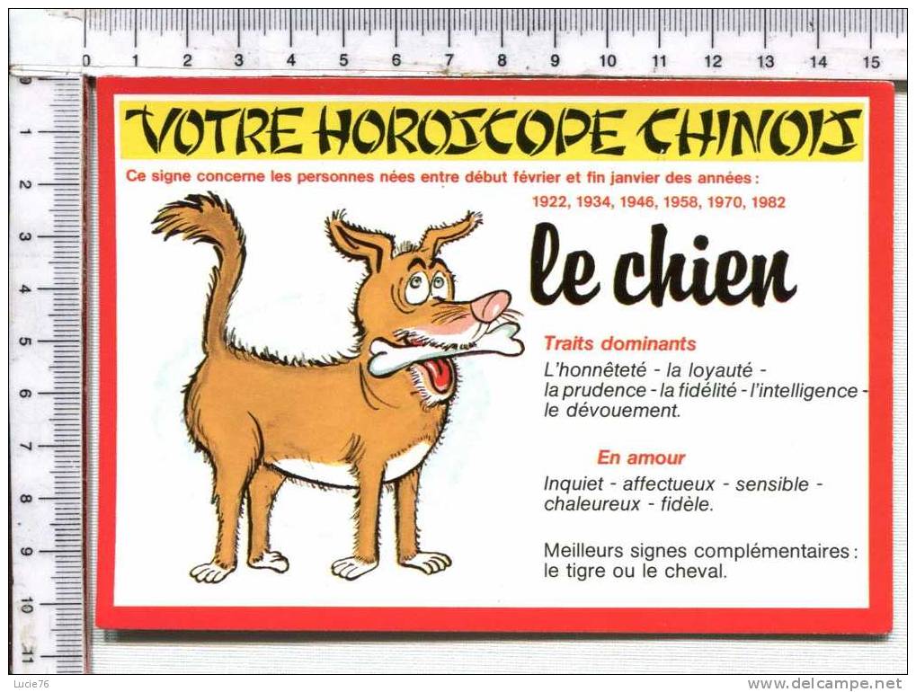 HOROSCOPE  CHINOIS  -  LE CHIEN  -  Série 924 / 1 - Astrologie