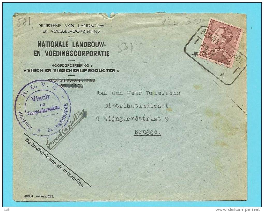531 Op Brief Per EXPRES Met Telegraafstempel  Met Hoofding "Visch En Visscherijprodukten" - 1936-51 Poortman