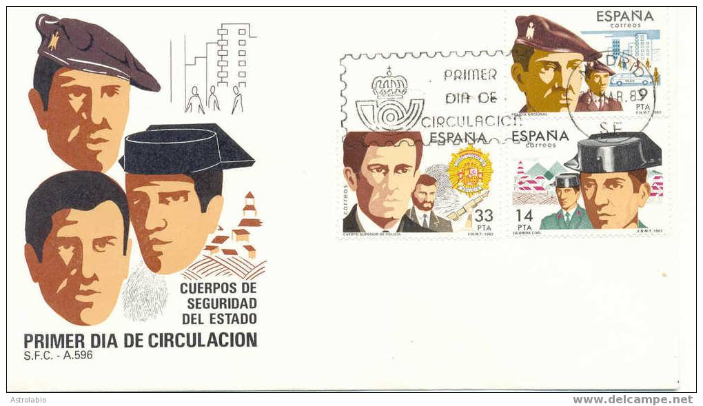 Espagne FDC 1983 "Corps De Sécurité De L´Etat" Yvert 2310/2 - Police - Gendarmerie