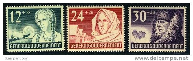 NB5-7 Mint Never Hinged German Occupation Semi-Postal Set From 1940 - General Government