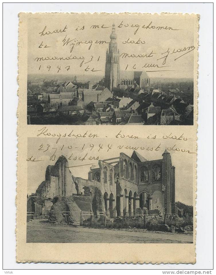 Hoogstraten: De Kerk Na De Verwoesting Van 23 Oktober 1944  ( Groot Formaat Geschreven Met Zegel ) - Hoogstraten