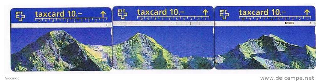 SVIZZERA (SWITZERLAND) - PTT  -  1992.1993   MOUNTAINS: EIGER, MONCH E JUNGFRAU (COMPLET PUZZLE OF 3) - USED - RIF. 4091 - Puzzles
