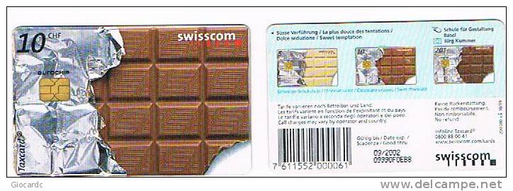 SVIZZERA (SWITZERLAND) - SWISSCOM  - DOLCE SEDUZIONE:  CIOCCOLATA   1999  - USATA °  (USED)  -  RIF. 4144 - Alimentación