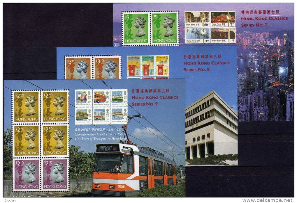 Exposition 3 Blocs 1997 HONG KONG Block 49,50+51 ** 29€ Ausstellung Straßenbahn Stadt Post Stamp On Stamp Sheet Hongkong - Unused Stamps