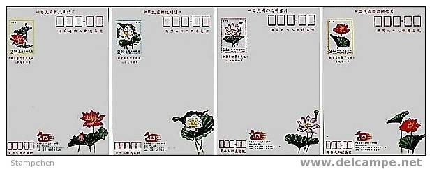 Taiwan 2000 Lotus Flower Pre-stamp Postal Cards 4-3 - Entiers Postaux