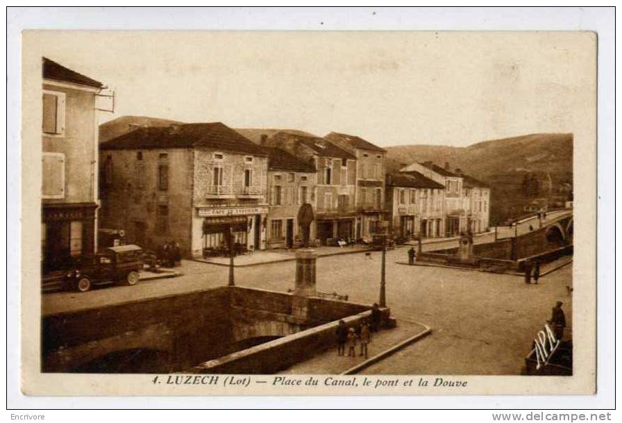 Cpa LUZECH Place Du Canal Pont De La Douve - Café De L'oppidum -ed Manié  Apa 4 - Luzech