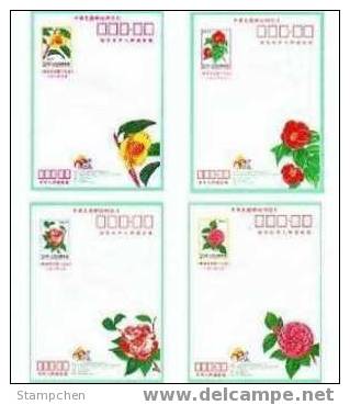 Taiwan 1999 Camellia Flower Pre-stamp Postal Cards 4-1 - Postal Stationery