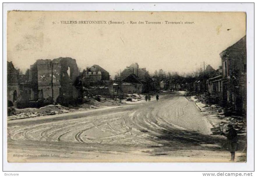 Cpa VILLERS BRETONNEUX Rue Des Tavernes Sous La Neige - 9 Ed Colmaire Cl Lelong - Villers Bretonneux