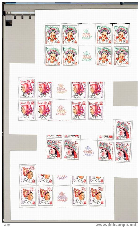 CS 1977 Mi 2387-90 ** Folklore Block Of 8stamps+2coupons - Ongebruikt