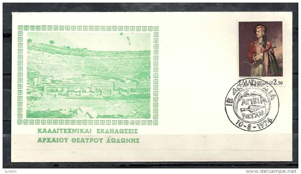 GREECE ENVELOPE (0018) ARTISTIC EVENTS ANCIENT THEATRE DODONI  -  10.8.74 - Maschinenstempel (Werbestempel)