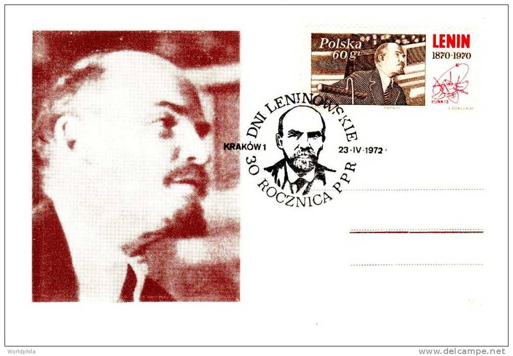 Polska - Polen - Pologne - Poland - "LENIN " - Special Postmark On A Maxicard 1972 - Lenin