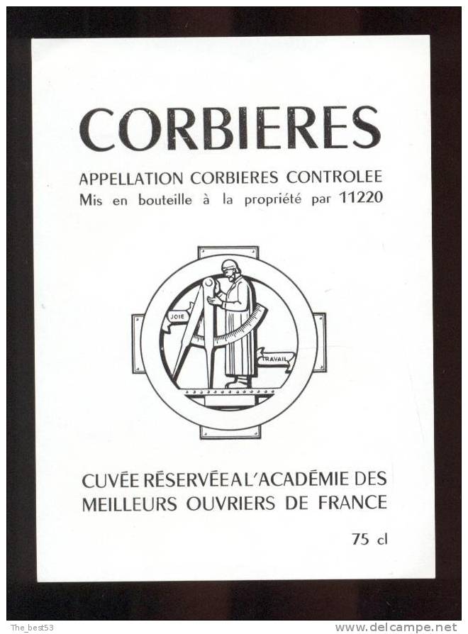 Etiquette De Vin Corbières  - Cuvée  Réservée à L´Académie Des Meilleurs Ouvriers De France. - Métiers