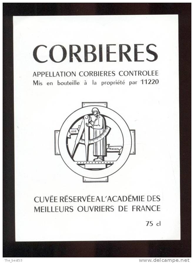 Etiquette De Vin Corbières  - Cuvée  Réservée à L´Académie Des Meilleurs Ouvriers De France. - Berufe