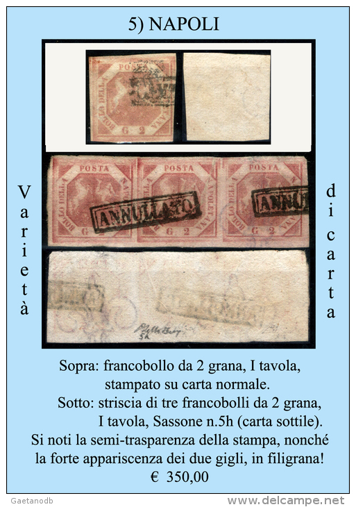 Napoli-F00005 - Sassone: N. 5h (o) - Privi Di Difetti Occulti - Naples