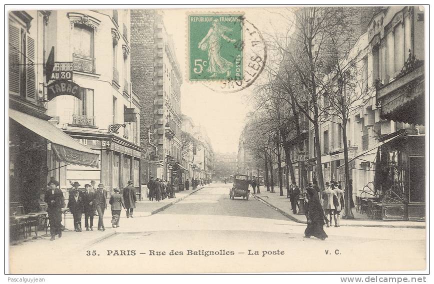 CPA PARIS 17 - RUE DES BATIGNOLLES - LA POSTE - Paris (17)