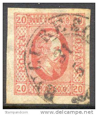 Romania #24 SUPERB Used 20pa Red Type I From 1865 - 1858-1880 Moldavië & Prinsdom