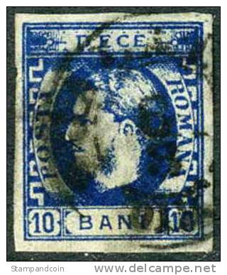 Romania #38b XF Used 10b Indigo From 1869 - 1858-1880 Moldavië & Prinsdom