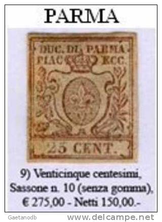 Parma 009 - Sassone: N. 10 (sg) - Privo Di Difetti Occulti - Parme