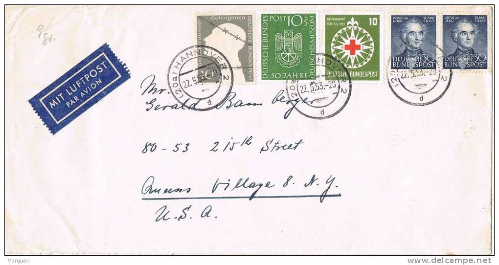 Carta Aerea HANNOVER (Alemania) 1955.  Great Stamp - Cartas & Documentos