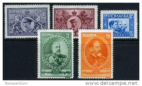 Romania #384-88 Mint Hinged 50th Anniversary Set From 1931 - Neufs