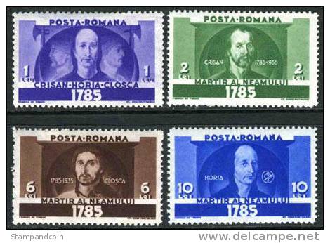 Romania #442-45 XF Mint Hinged Martyrs Set From 1935 - Neufs