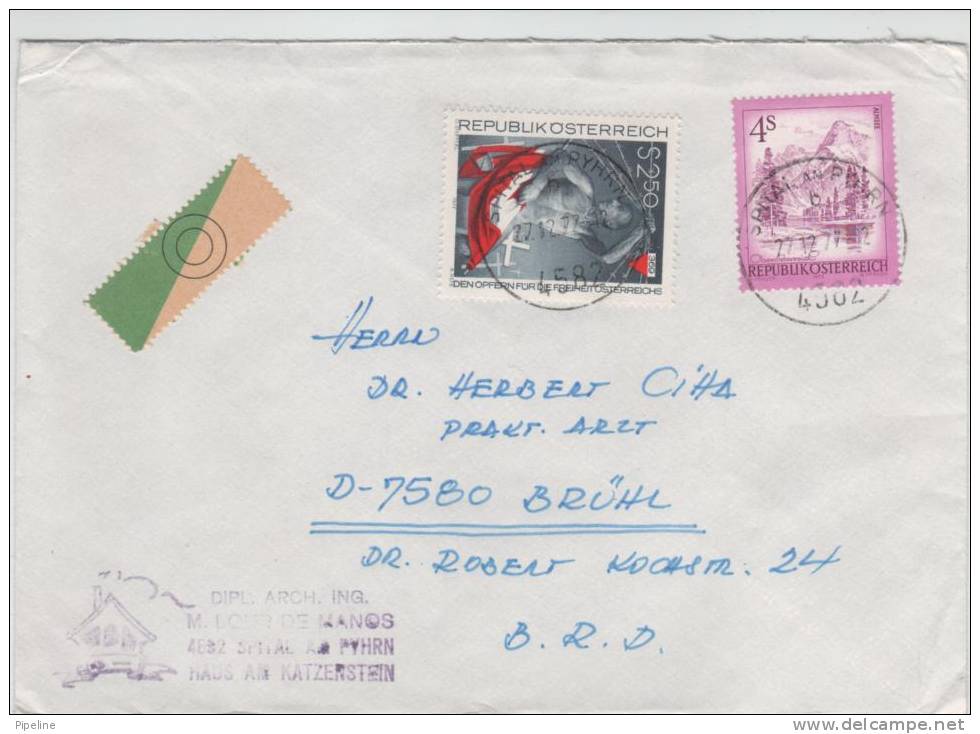 Austria Cover Sent To Germany Spittal Am Pyhrn 27-12-1977 - Brieven En Documenten