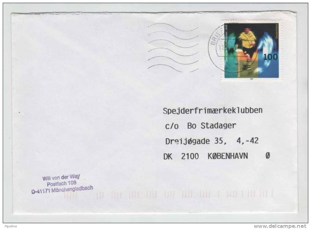 Germany Cover Sent To Denmark 11-12-1996 With Football / Soccer Stamp - Berühmte Teams