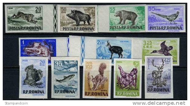 Romania #1082-93 Mint Never Hinged Imperf Animal Set From 1956 - Unused Stamps