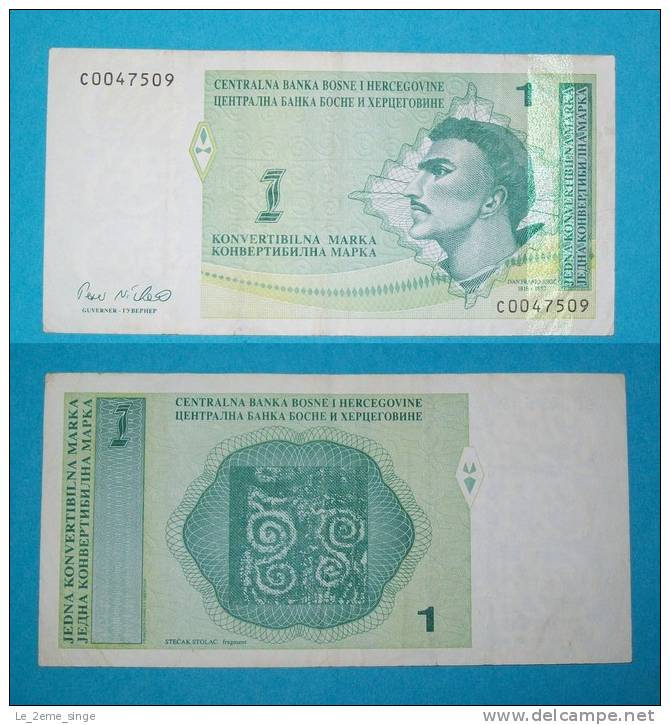 Bosnie Herzégovine Billet De 1 Konvertibilna Marka 1993 - Bosnia Y Herzegovina