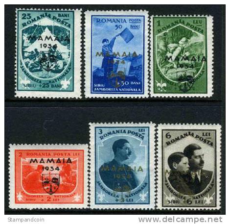 Romania B44-49 Mint Hinged MAMAIA Scouting Jamboree Semi-Postal Set From 1934 - Neufs