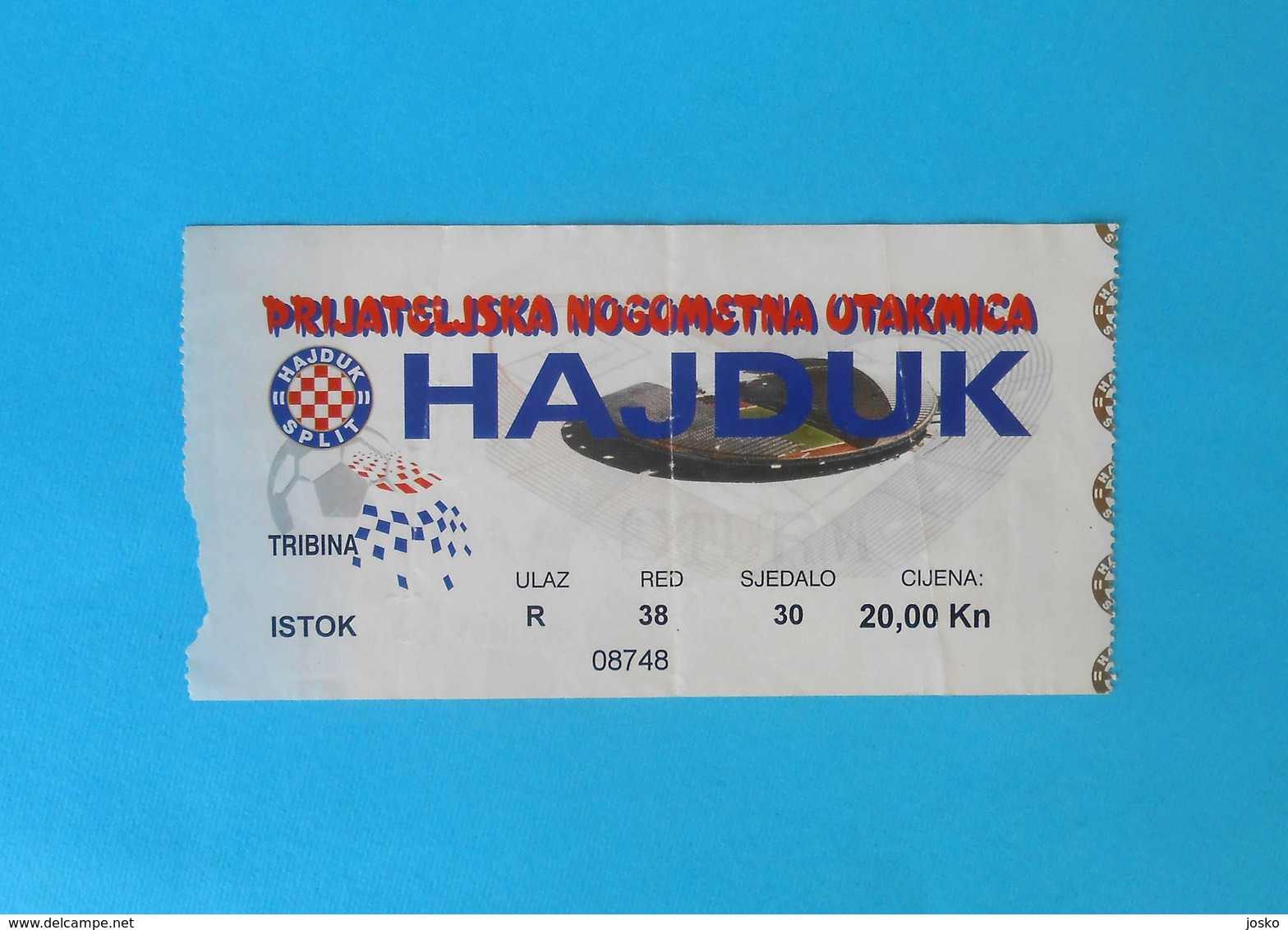 HAJDUKv SK STURM Graz - 2000. Inter. Friendly Football Match Ticket Soccer Fussball Foot Billet Austria Osterreich - Match Tickets