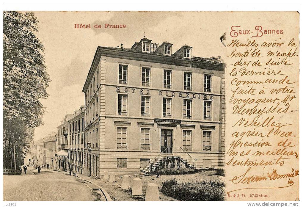 EAUX-BONNES. 64. HOTEL DE FRANCE. Carte Précurseur. - Eaux Bonnes