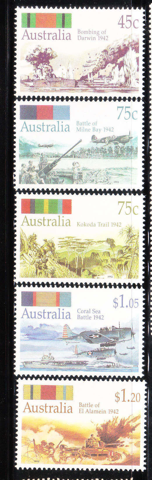 Australia 1992 Australian Battles Coral Sea Bombing Darwin MNH - Nuovi