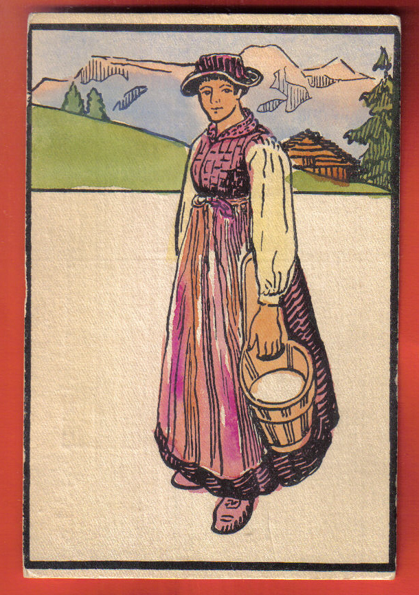 V992 Femme En Costume De Raphy Dallèves.Mention Théoduline Val Bagnes,Poème Chanoine Gros.Cachet Tir Fédéral 1954.Spes - Bagnes