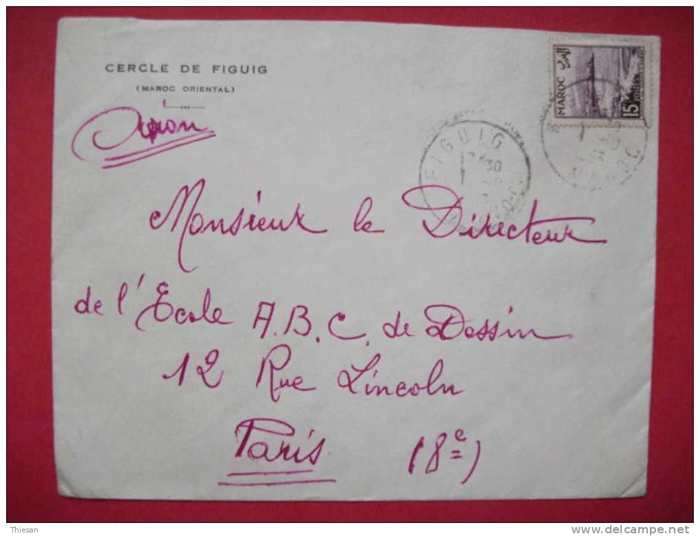 Maroc Morocco Marruecos Lettre Figuig 1953 Cercle De Figuig Carta Cover Sobre Enveloppe - Covers & Documents