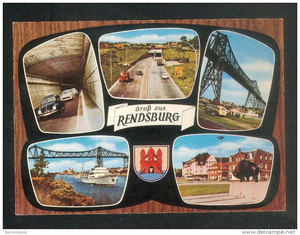 Gruss Aus Rendsburg -  Multivues Pont Chemin De Fer Canal Tunnel Automobile Coccinelle Volkswagen ( Lagerbauer & Co) - Rendsburg