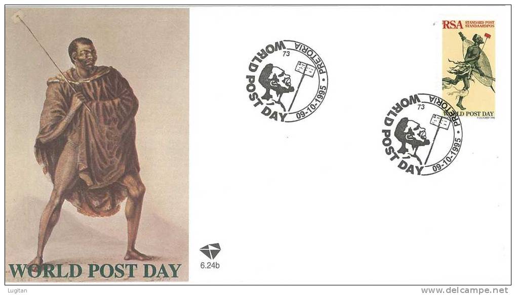 Cartolina - SUD AFRICA - WORLD POST DAY ANNO 1995 - GIORNATA MONDIALE DELLA POSTA - FDC