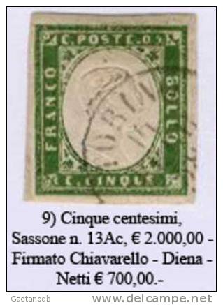 Sardegna-009 - Sassone: N. 13Ac (o) - Privo Di Difetti Occulti. - Sardaigne