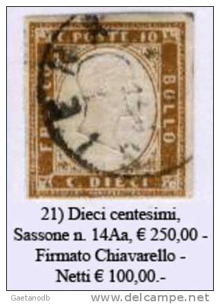 Sardegna-021 - Sassone: N. 14Aa (o) - Privo Di Difetti Occulti. - Sardinia