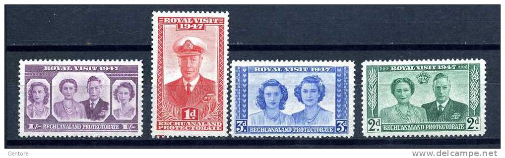 BECHUANALAND 1947 Royal Visit Cpl Set Of 3 Yvert Cat N° 82/85  Very Lightly Hinged - 1885-1964 Herrschaft Von Bechuanaland