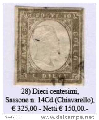 Sardegna-028 - Sassone: N. 14Cd (o) - Privo Di Difetti Occulti. - Sardegna