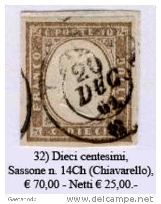 Sardegna-032 - Sassone: N. 14Ch (o) - Privo Di Difetti Occulti. - Sardaigne