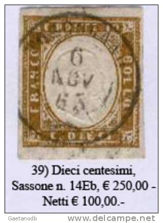 Sardegna-039 - Sassone: N. 14Eb (o) - Privo Di Difetti Occulti. - Sardaigne