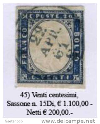 Sardegna-045 - Sassone: N. 15Di (o) - Privo Di Difetti Occulti. - Sardaigne