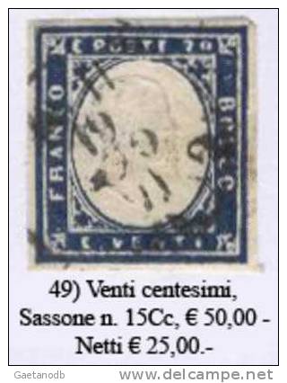Sardegna-049 - Sassone: N. 15Cc (o) - Privo Di Difetti Occulti. - Sardaigne