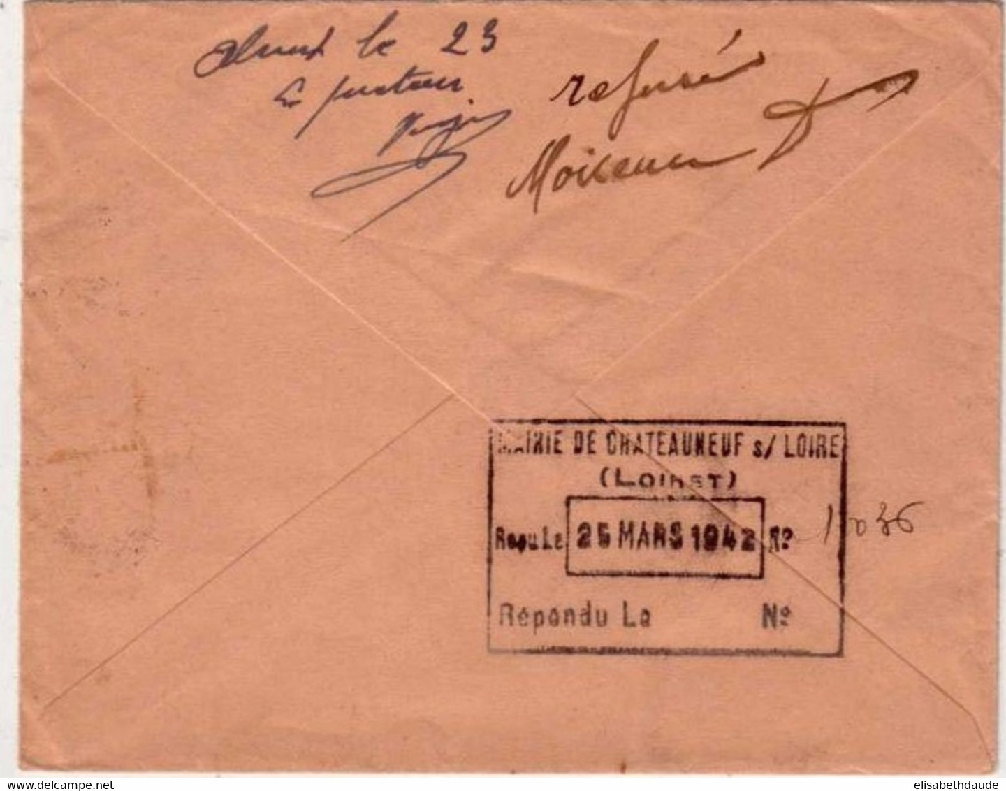 PETAIN - Yvert N°516 X 3 Sur LETTRE RECOMMANDEE  De CHATEAUNEUF Sur LOIRE (LOIRET)  - 1942 - RETOUR à L'ENVOYEUR - 1941-42 Pétain