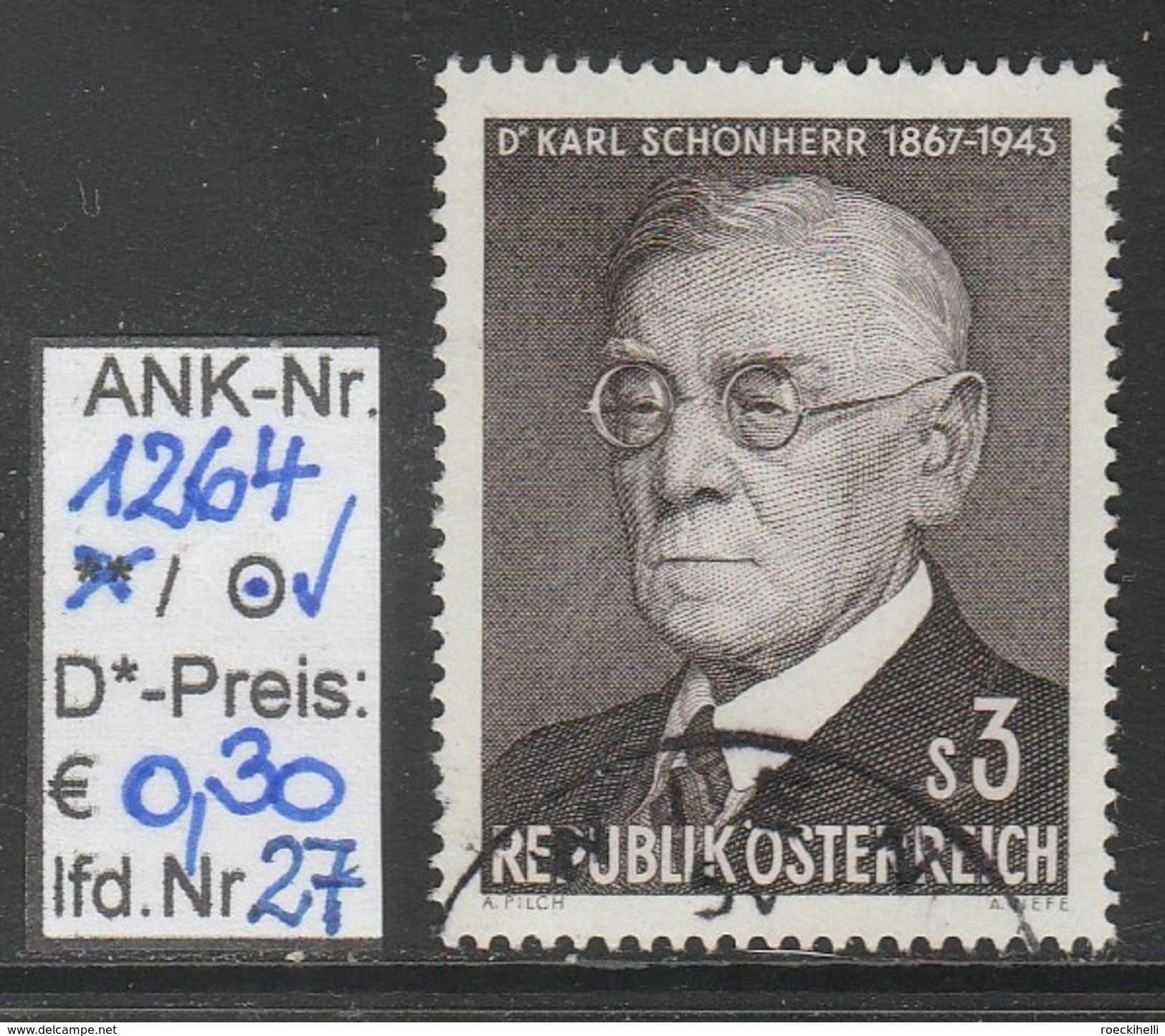 24.2.1967 - SM "100. Geburtstag von Dr. Karl Schönherr"   o  gestempelt -  siehe Scan (1264o 01-30)