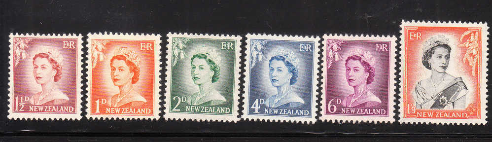 New Zealand 1953-57 QE Def 6v Mint - Unused Stamps